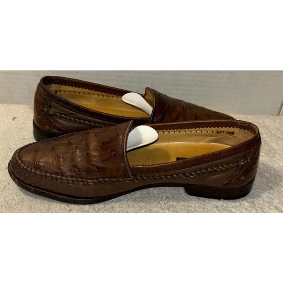 Giorgio’s of palm beach genuine ostrich Leather Men Shoes Sz 8.5 Brown Italy main image 5